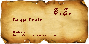 Benya Ervin névjegykártya