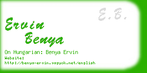 ervin benya business card